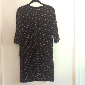 Equipment Black Silk Flower-Print Dress Sz XS
